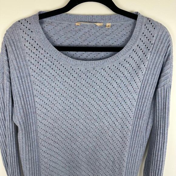 Soft Surroundings Womens Cotton Blend Open Knit Blue Tunic Sweater Size Medium - Picture 3 of 10